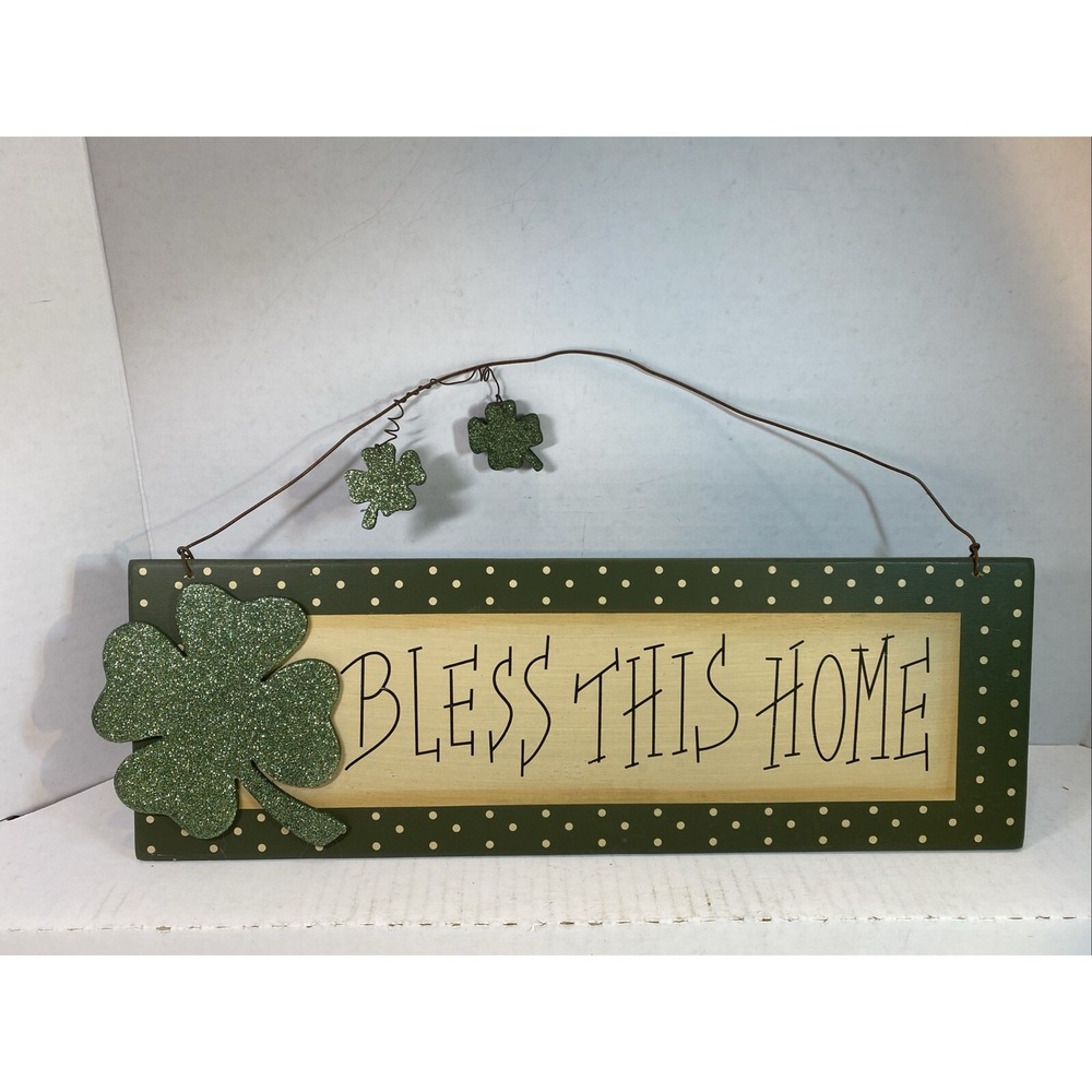 Irish‎ Day Shamrock Wall Plaques/Door Sign ~ Bless This Home
